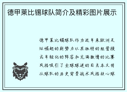 德甲莱比锡球队简介及精彩图片展示